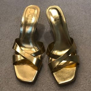 Zara gold heal slide sandals